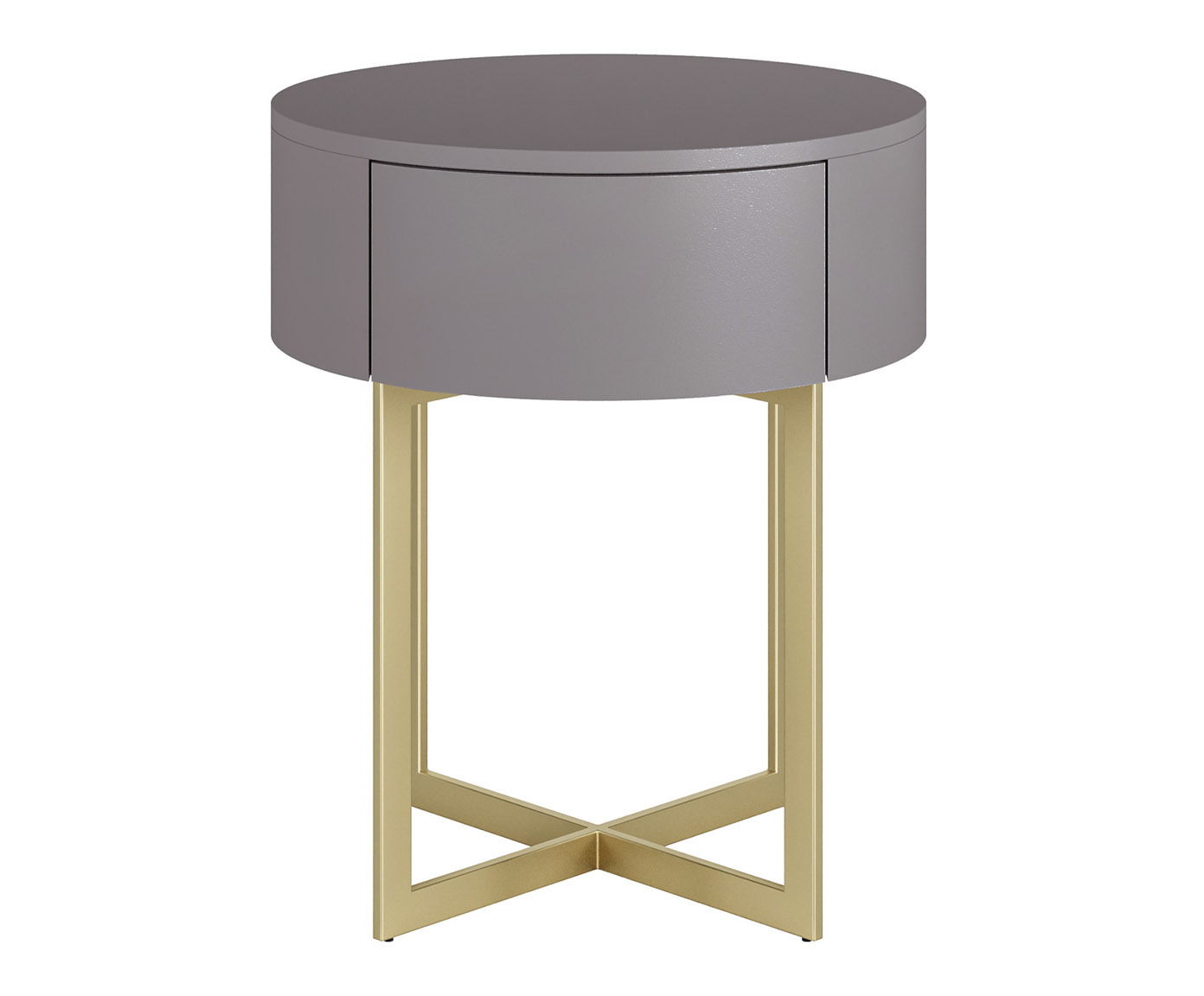 Mesa de Cabeceira Redonda Pecci Cinza e Dourado - image 0