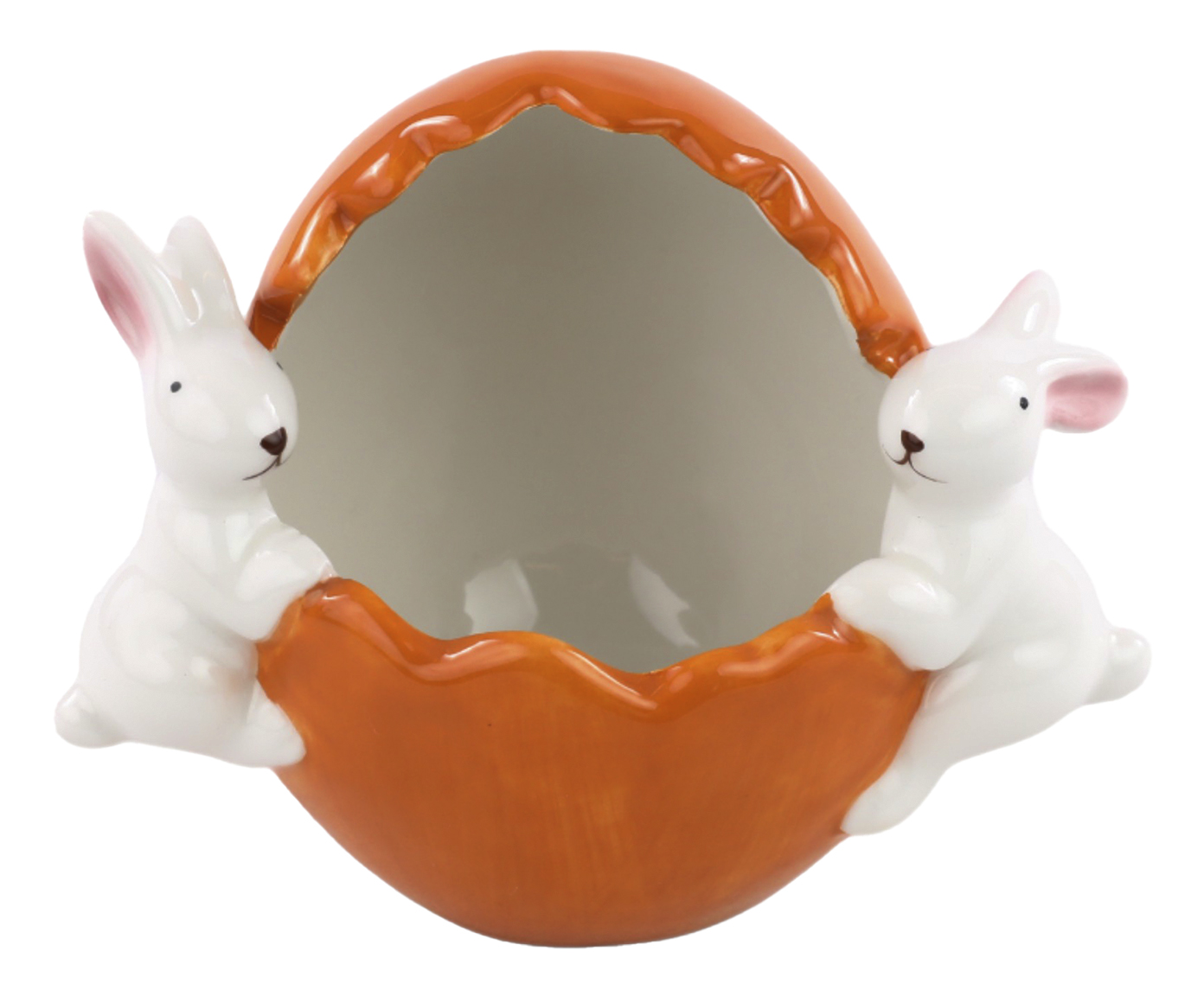 Pote Decorativo com Coelho Laranja e Branco - image 0