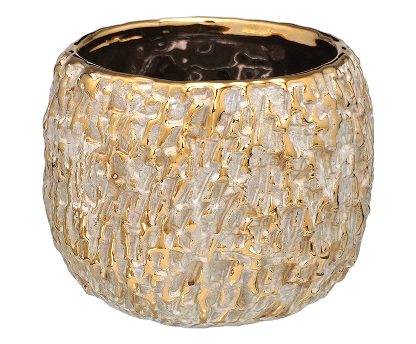 Cachepot Decorativo Verdix Branco e Dourado image number 0