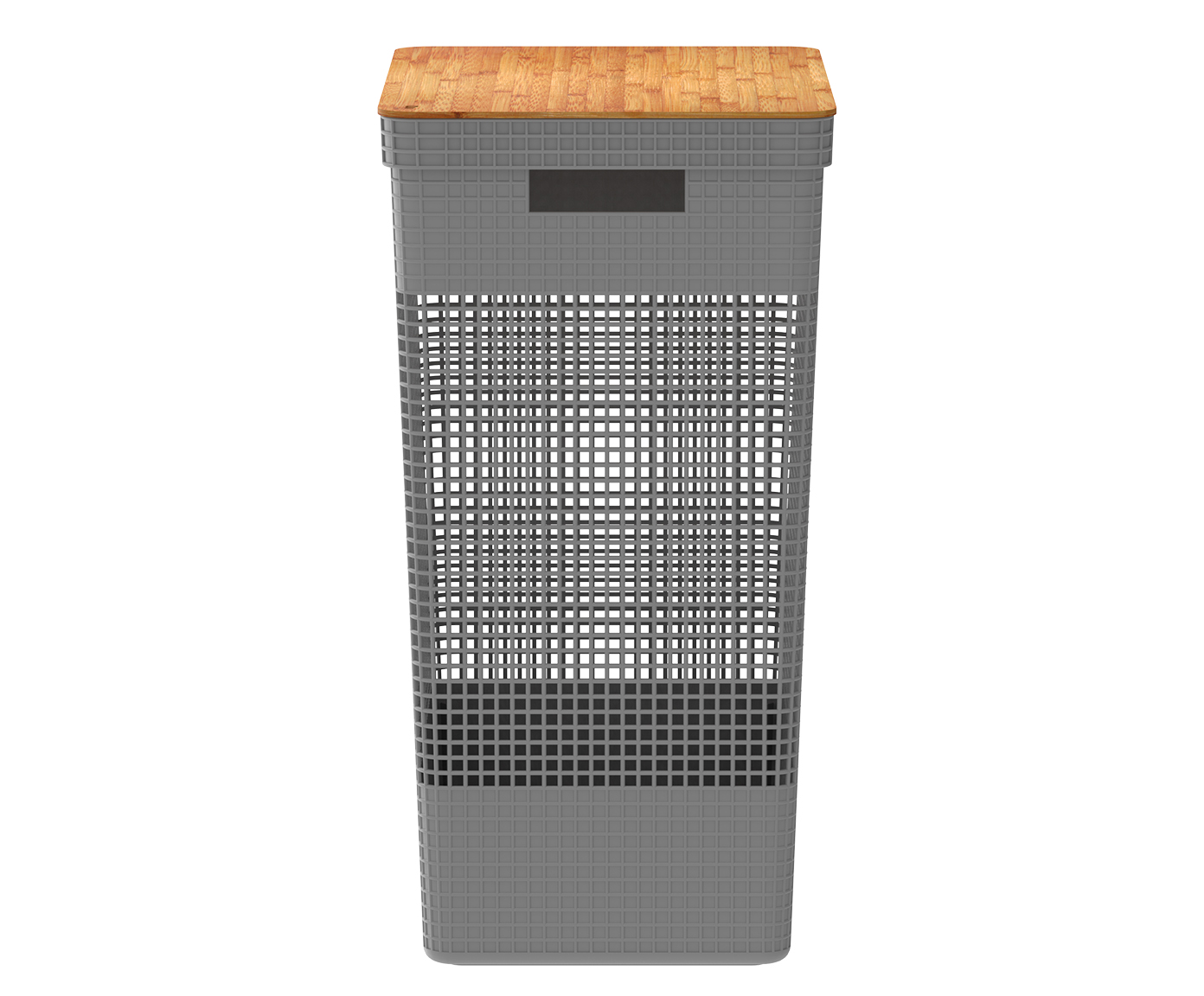 Cesto de Roupas com Tampa em Bambu Grid Cinza image number 2