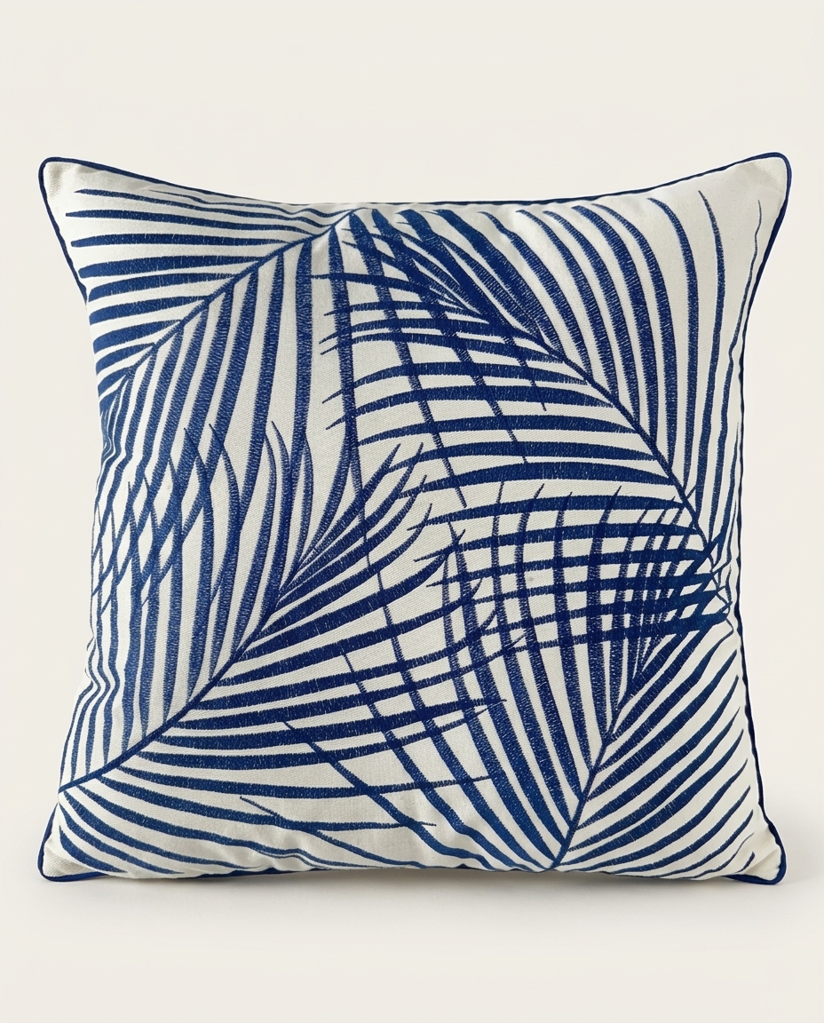 Almofada Sarja Folhagem Azul image number 2