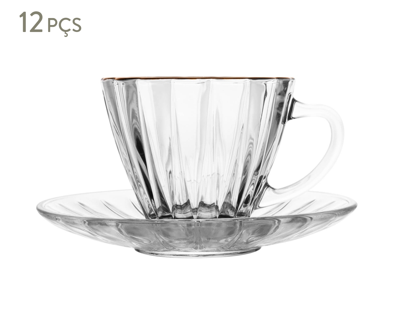 Jogo de X&iacute;caras para Caf&eacute; Fio Dourado e Pires Radial image number 0