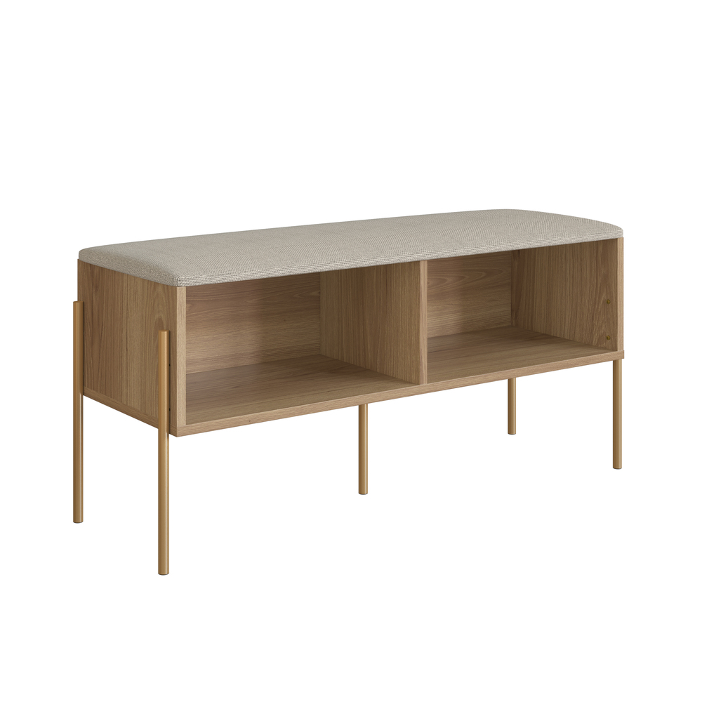 Sapateira Banco Estofada Oslo Hanover e Dourado - image 1
