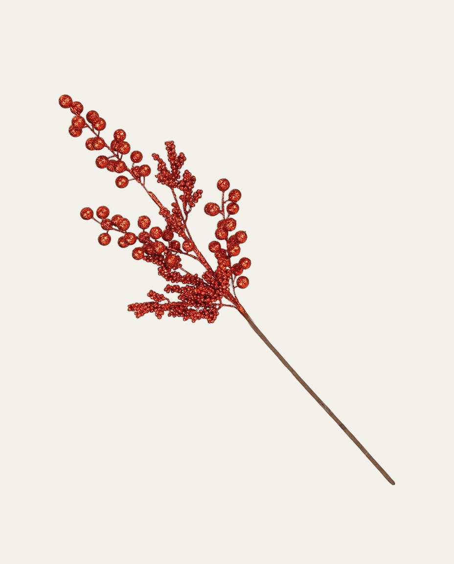 Galho Natalino Bagas Glitter Vermelho - image 0