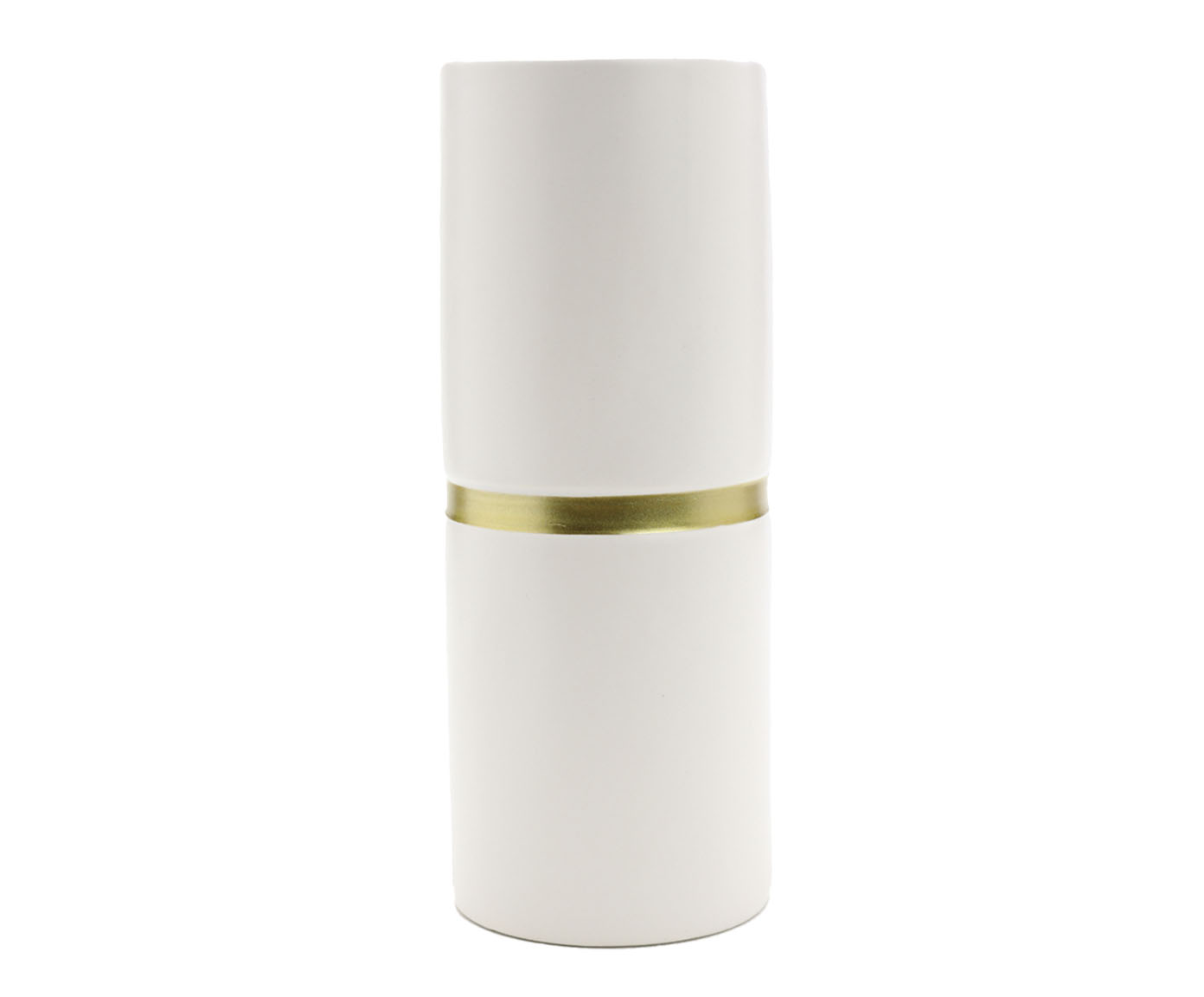 Vaso de Cer&acirc;mica Filete Branco e Dourado II - image 0
