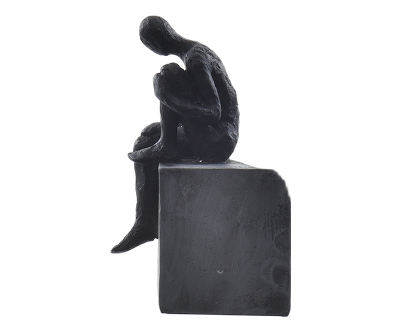 Escultura Homem Sentado Refletindo Preto image number 0