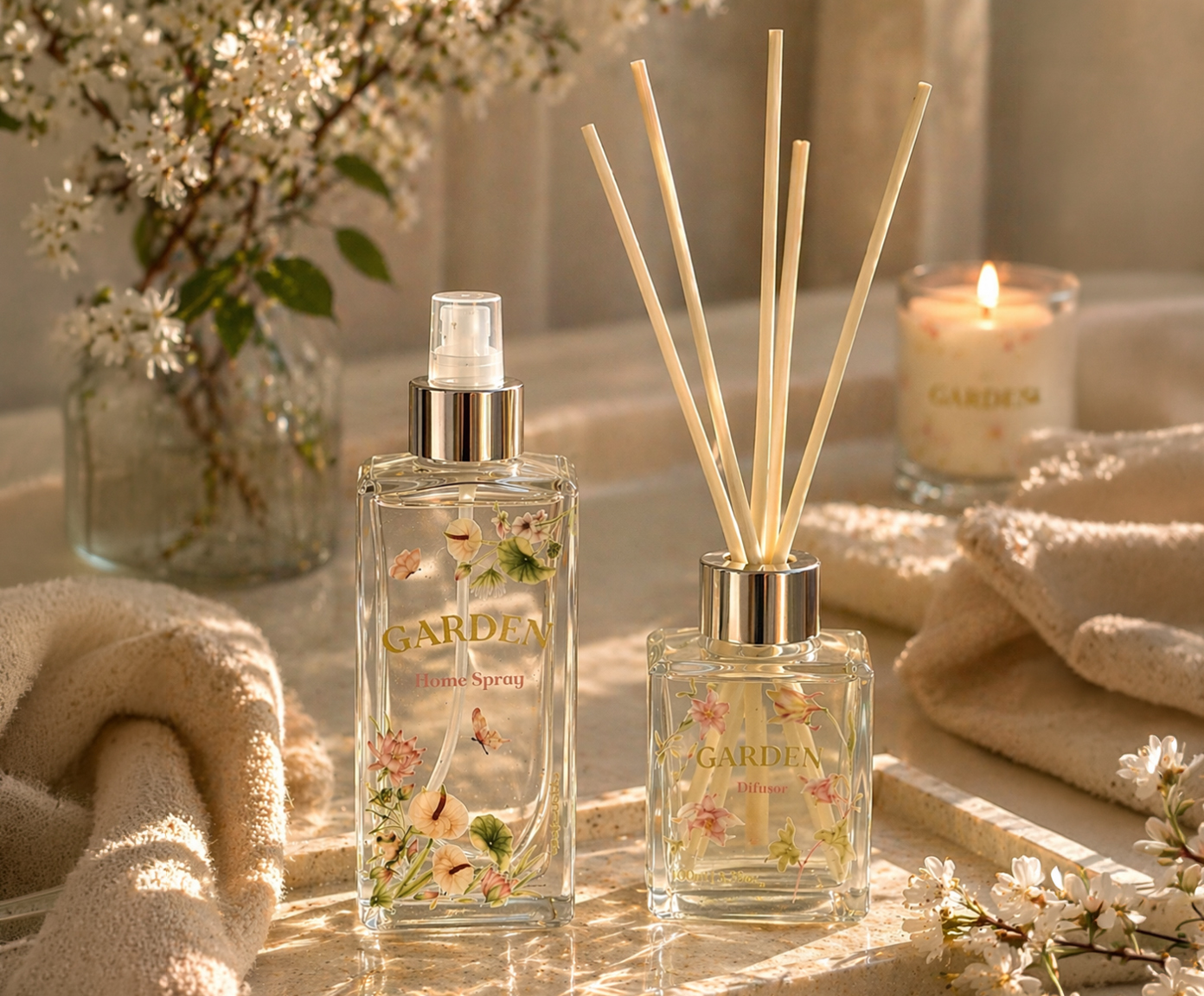 Jogo de Difusosr e Aromatizador Floral C&iacute;trico Garden - 2P&ccedil;s - image 1