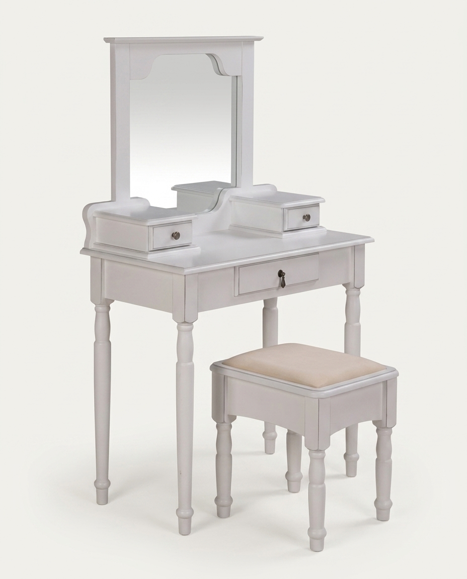 Penteadeira com Banquinho Adelle - Branco - image 1