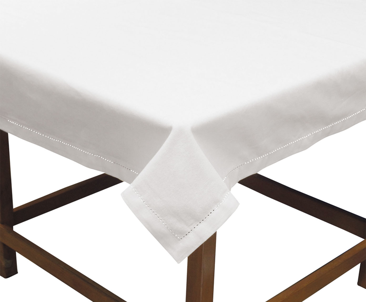 Toalha de Mesa Retangular 04 Lugares com Borda Mitrada Branco - image 0