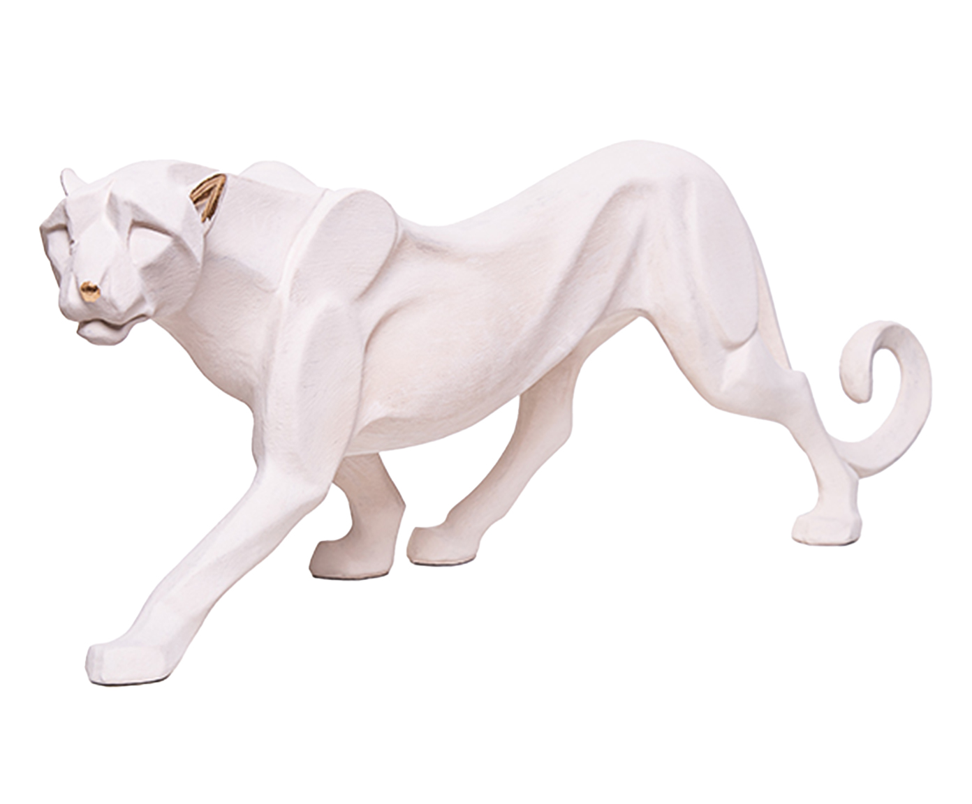 Escultura Leopardo Caminhando Creme image number 0