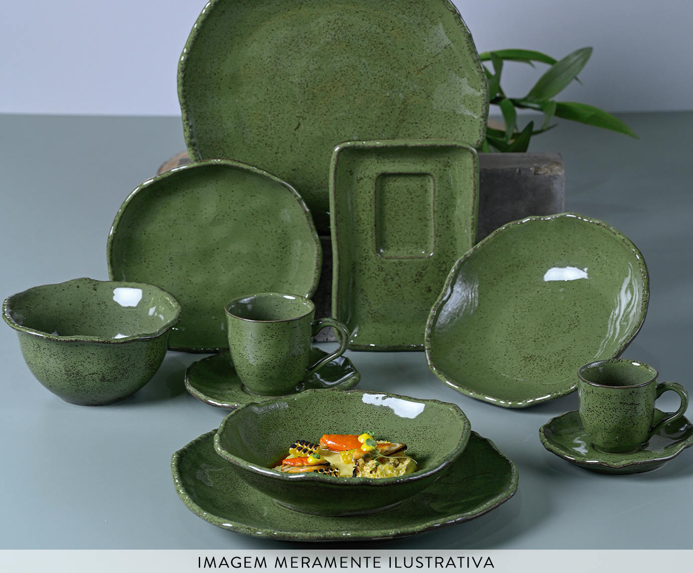 Jogo de X&iacute;caras para Ch&aacute; Org&acirc;nico Eco Stone Jade Verde image number 2