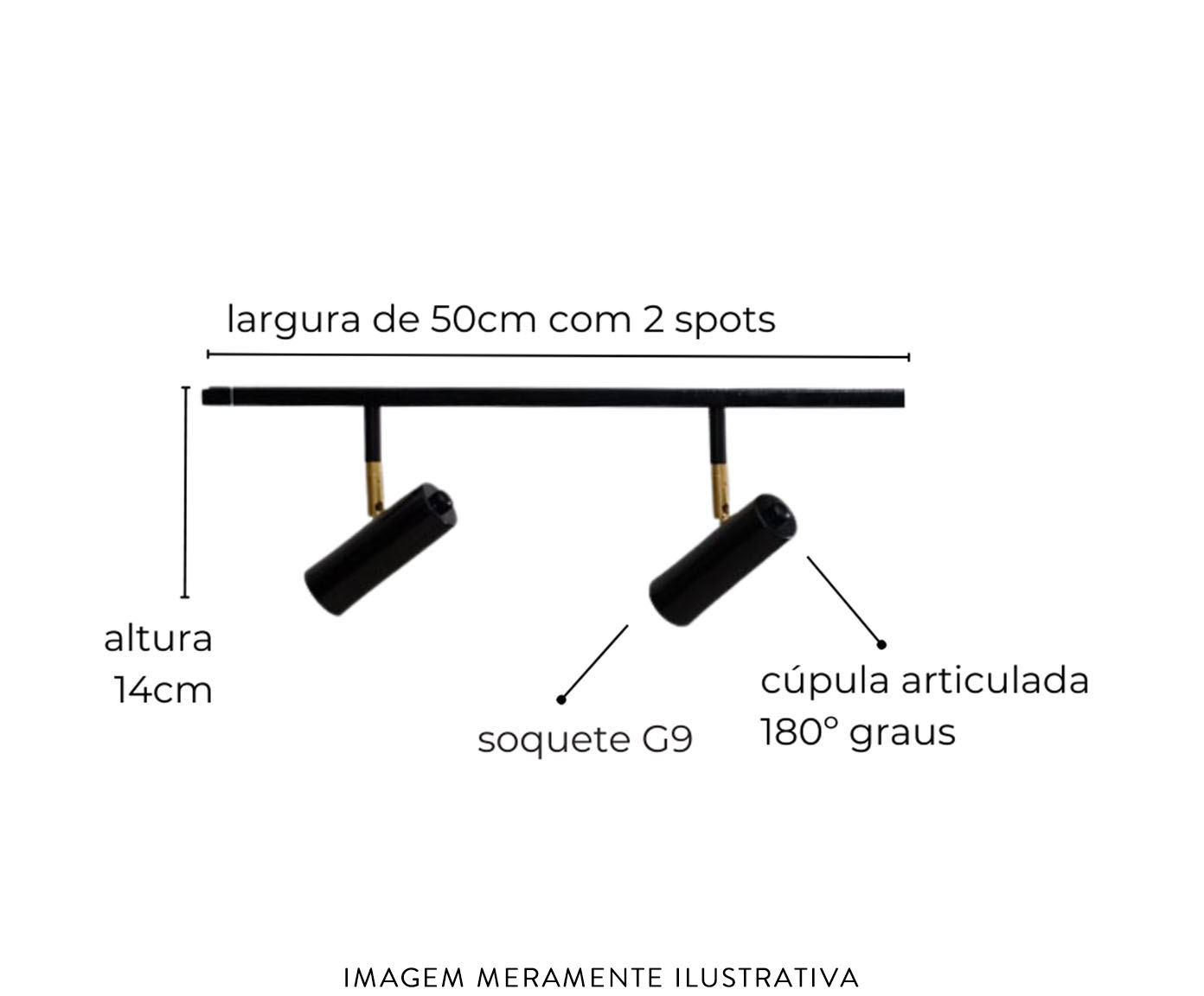 Trilho de Teto Amaya com 2 Spots Preto image number 2