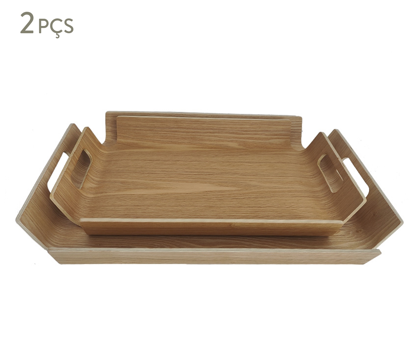 Jogo de Bandejas Decorativas Teak Natuarl image number 0