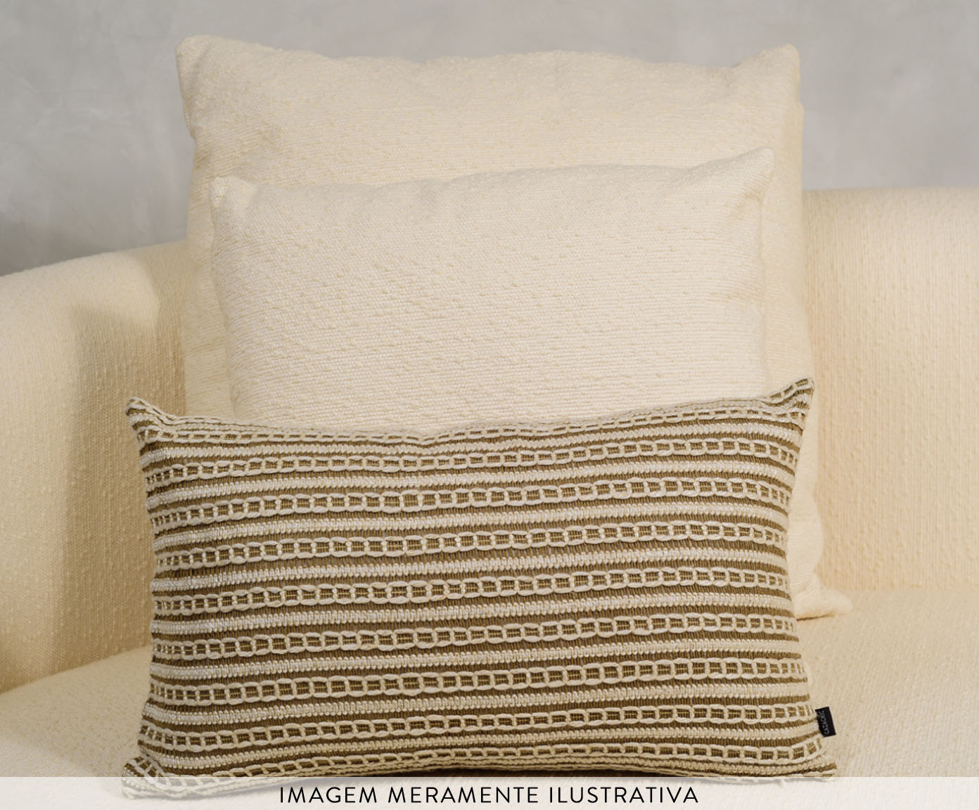 Almofada Correntes em Linho Bordada Retangular - Off White e Cru image number 2