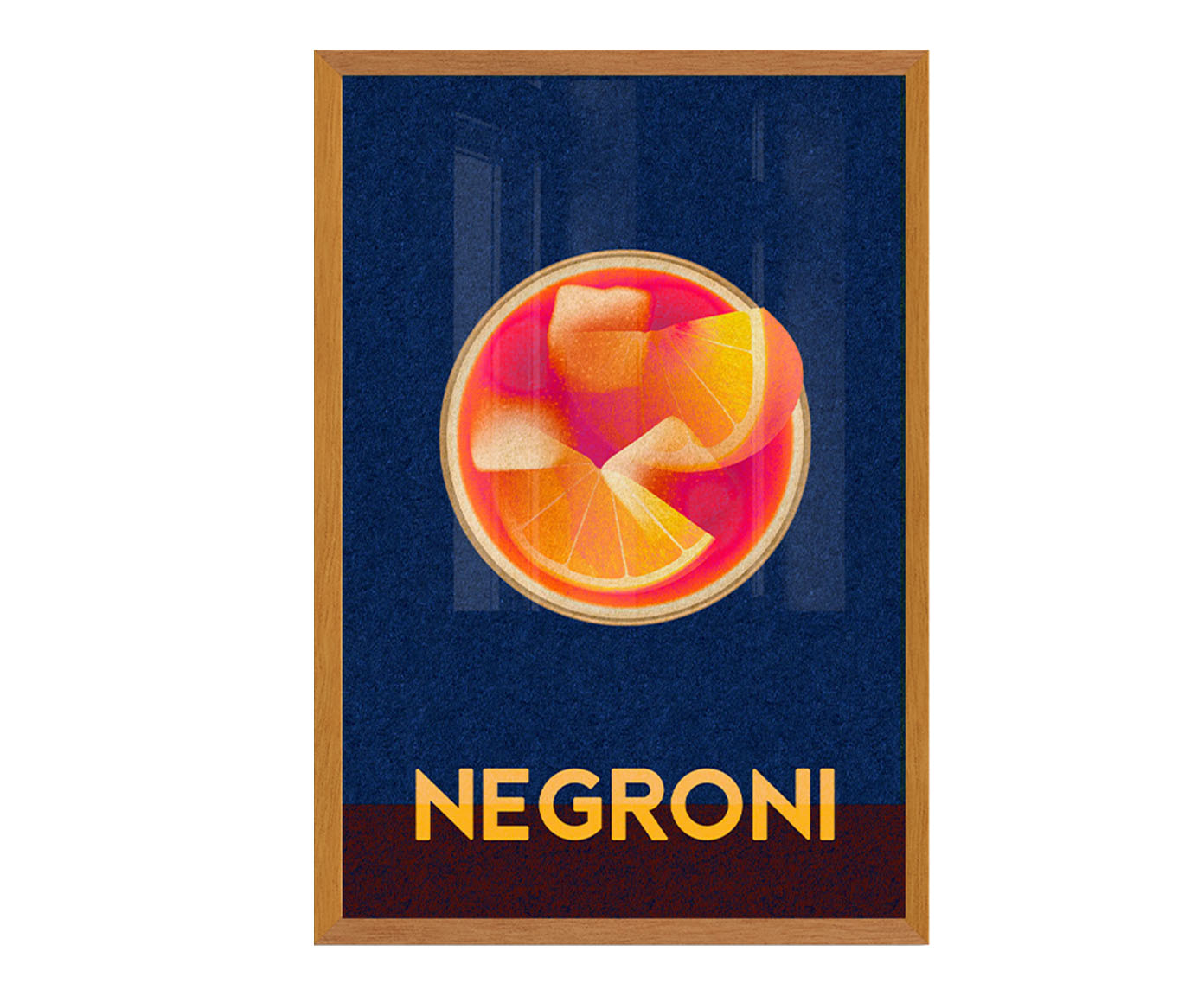 Quadro Cocktail Negroni Pixel com Moldura em Madeira - image 0