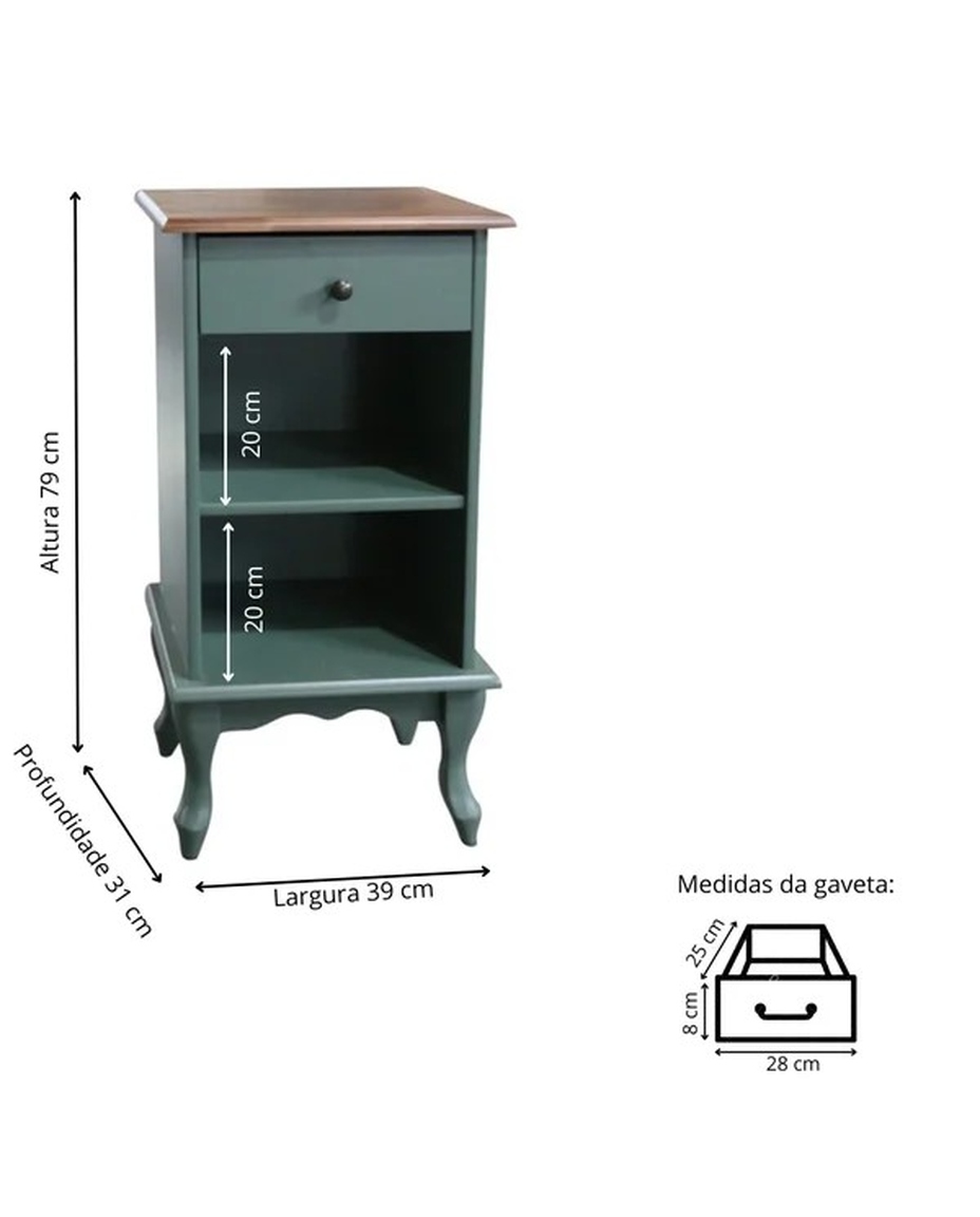 Mesa de Cabeceira M&aacute;rtir Verde Kalle e Imbuia Glaser - image 1