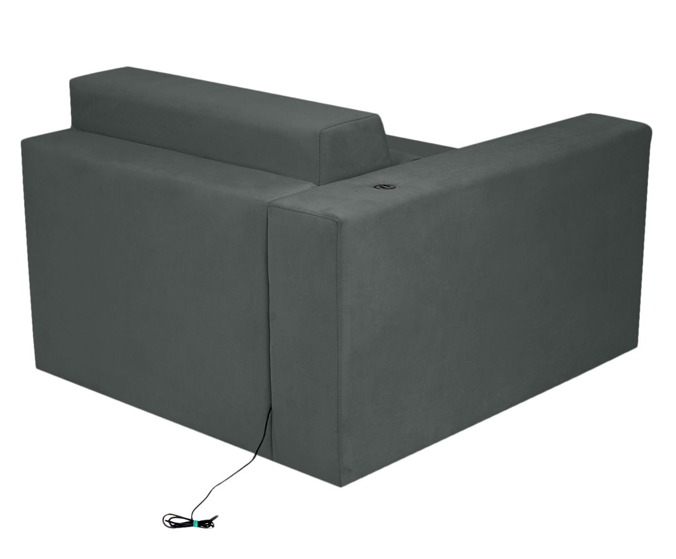 Sof&aacute; Retr&aacute;til Pasha em Veludo com USB - Cinza Escuro image number 10