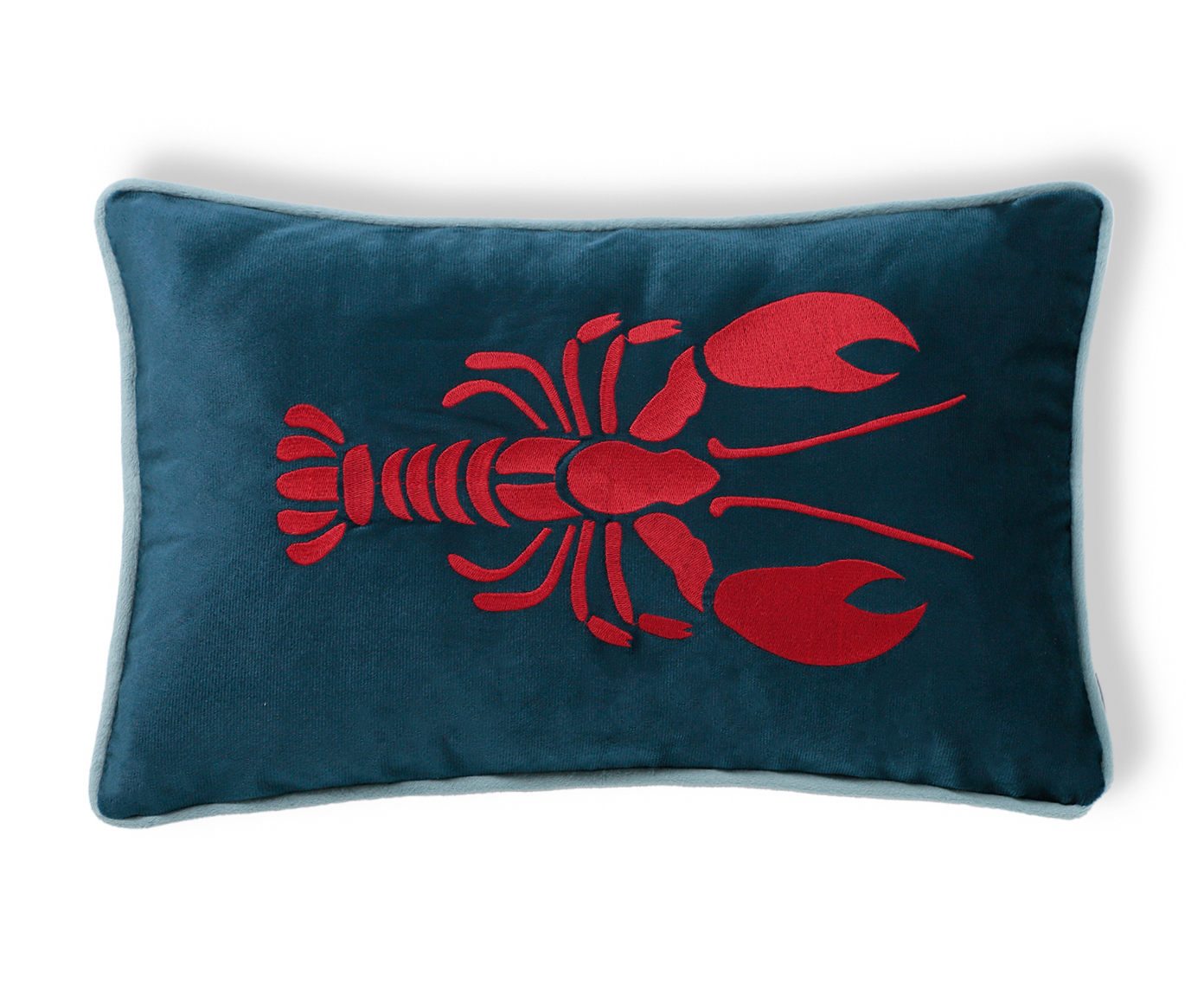 Capa de Almofada Bordada com Cordon&ecirc; Lagostim Azul Marinho - image 0