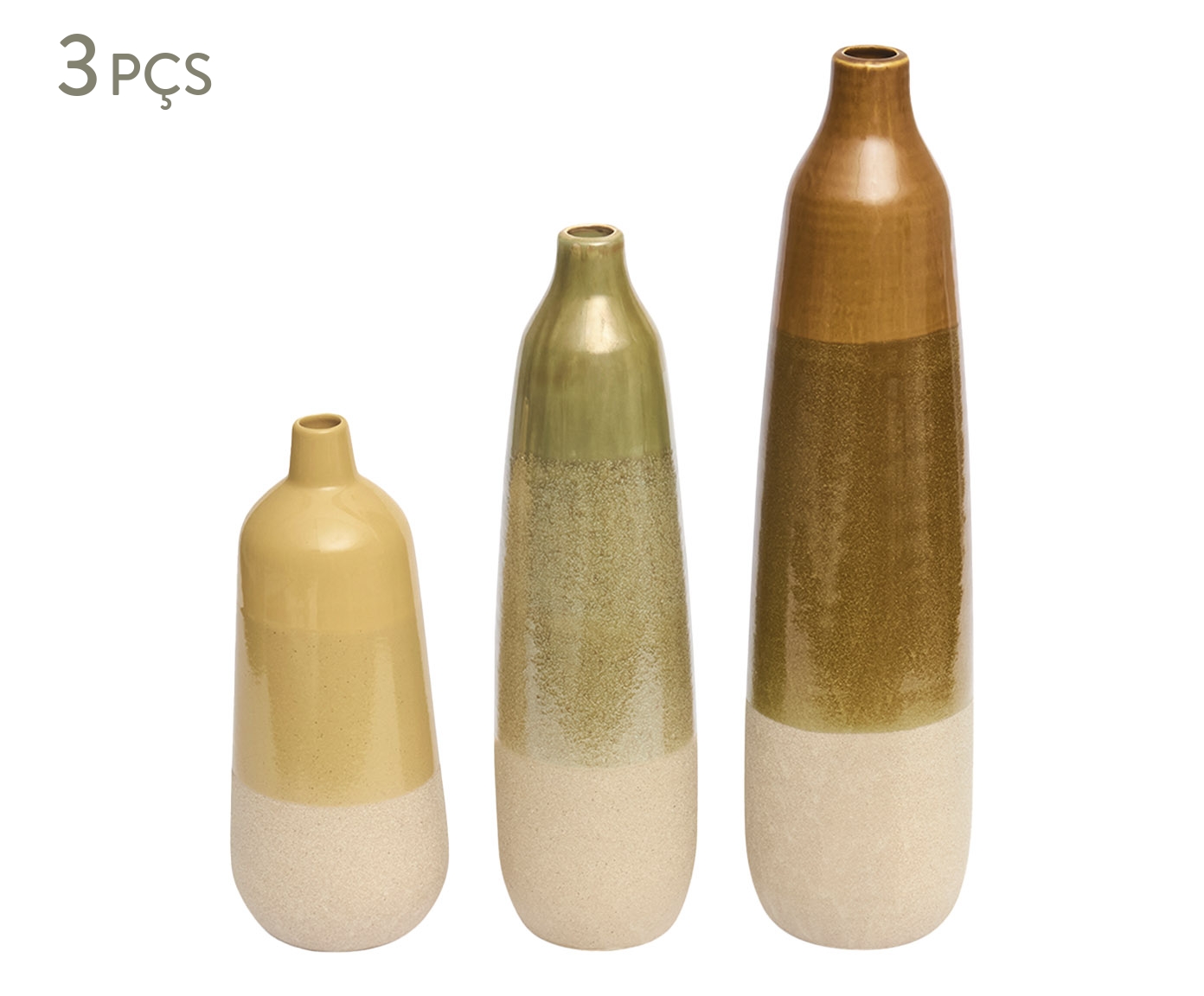 Kit Vasos em Cer&acirc;mica 3 P&ccedil;s - image 0