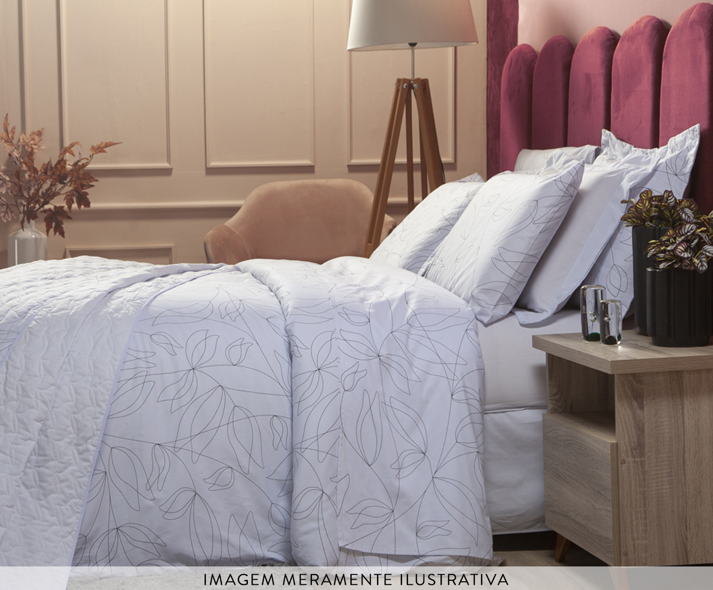 Capa Duvet para Edredom Tous Les Jours Floral P&B image number 3