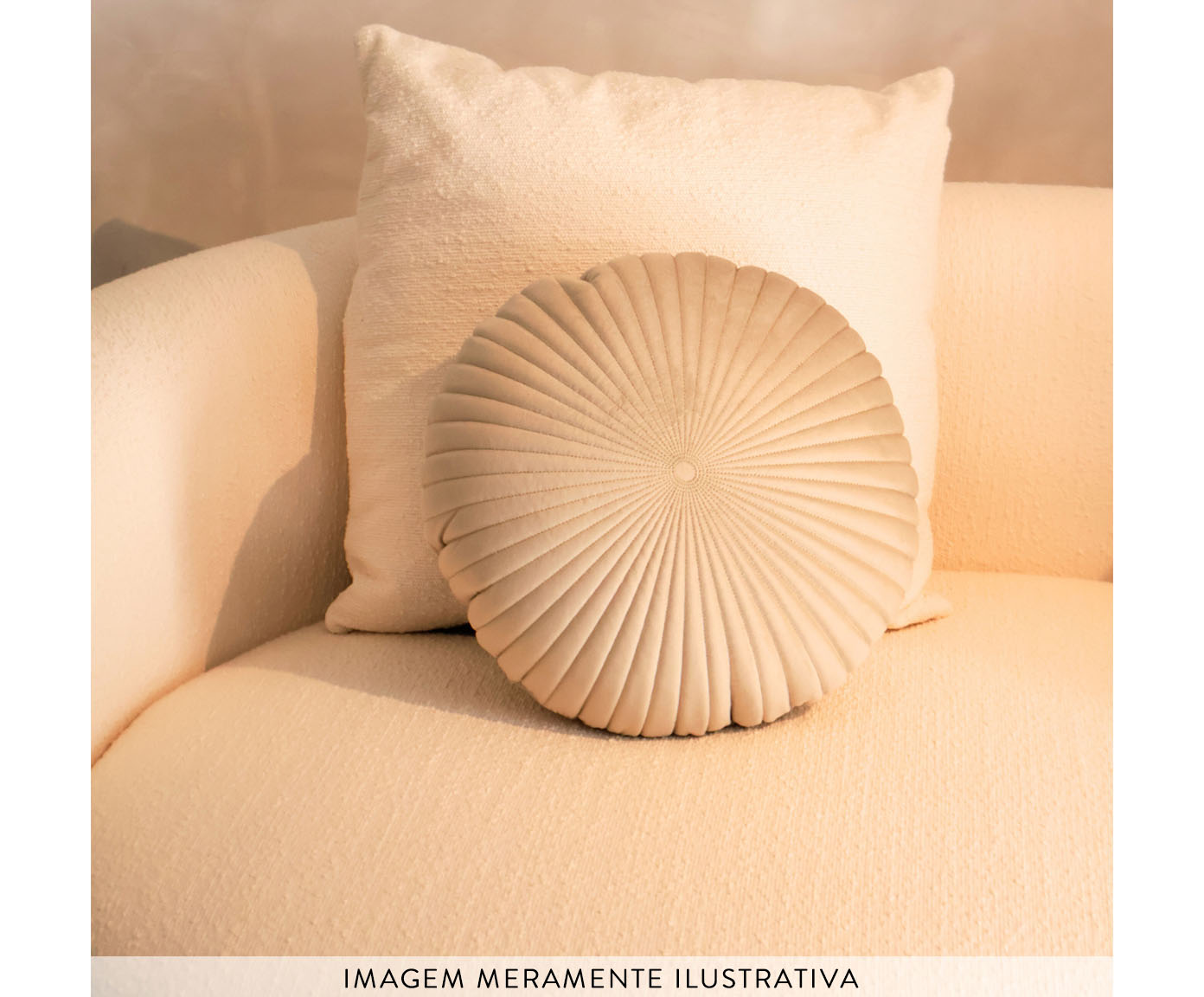 Almofada em Veludo Redonda - Off White - image 1