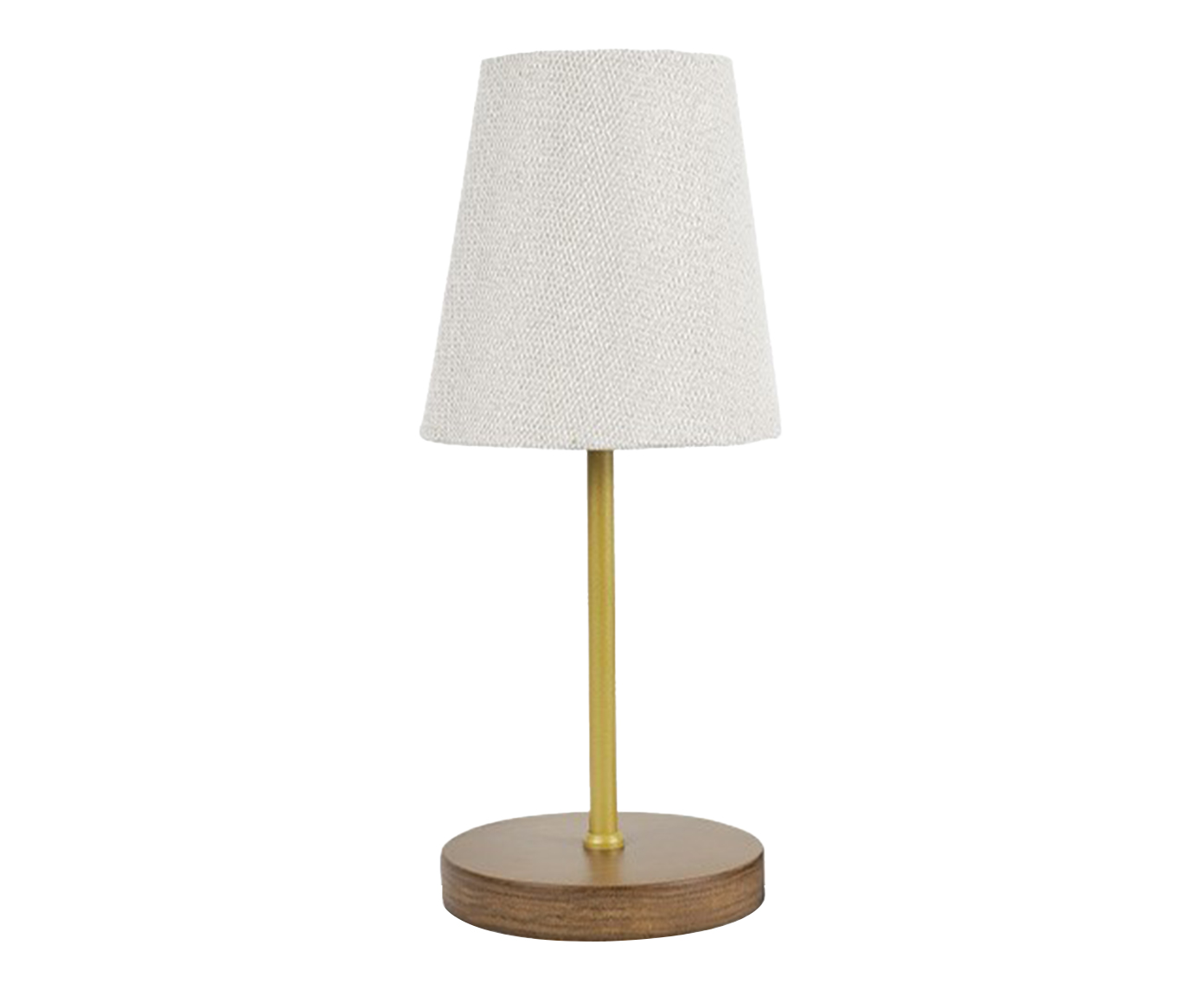 Abajur Imbuia com Haste Dourada C&uacute;pula Cone R&uacute;stico Bivolt - image 0