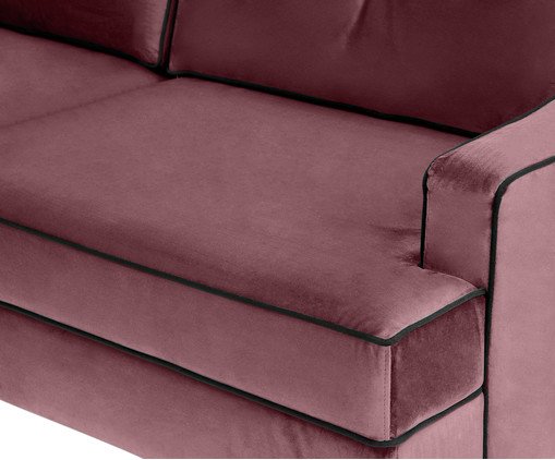 Sof&aacute; Windsor em Veludo - Rosa Ch&aacute; com Vivo Preto image number 3