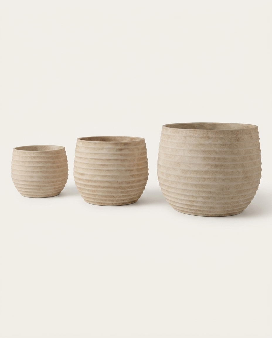 Jogo de Cachepot Odim - Off White - image 0