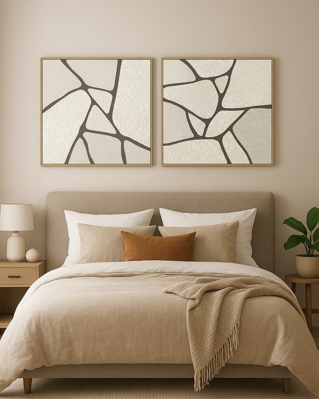 Quadro Abstrato em Gesso Branco e Preto &Eacute;vora B - image 1