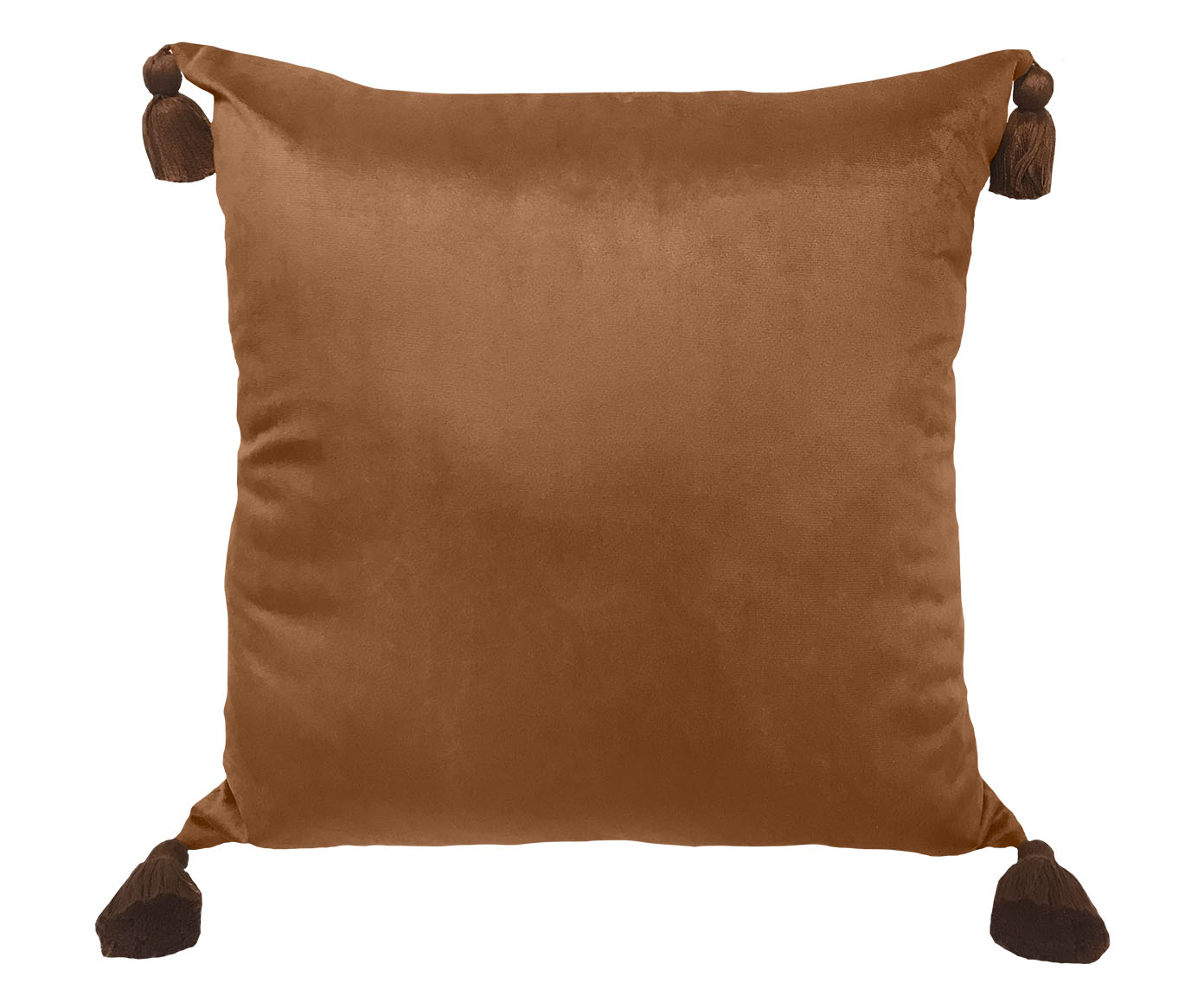 Almofada em Veludo Lisa com Pingente Mod Ocre - image 0