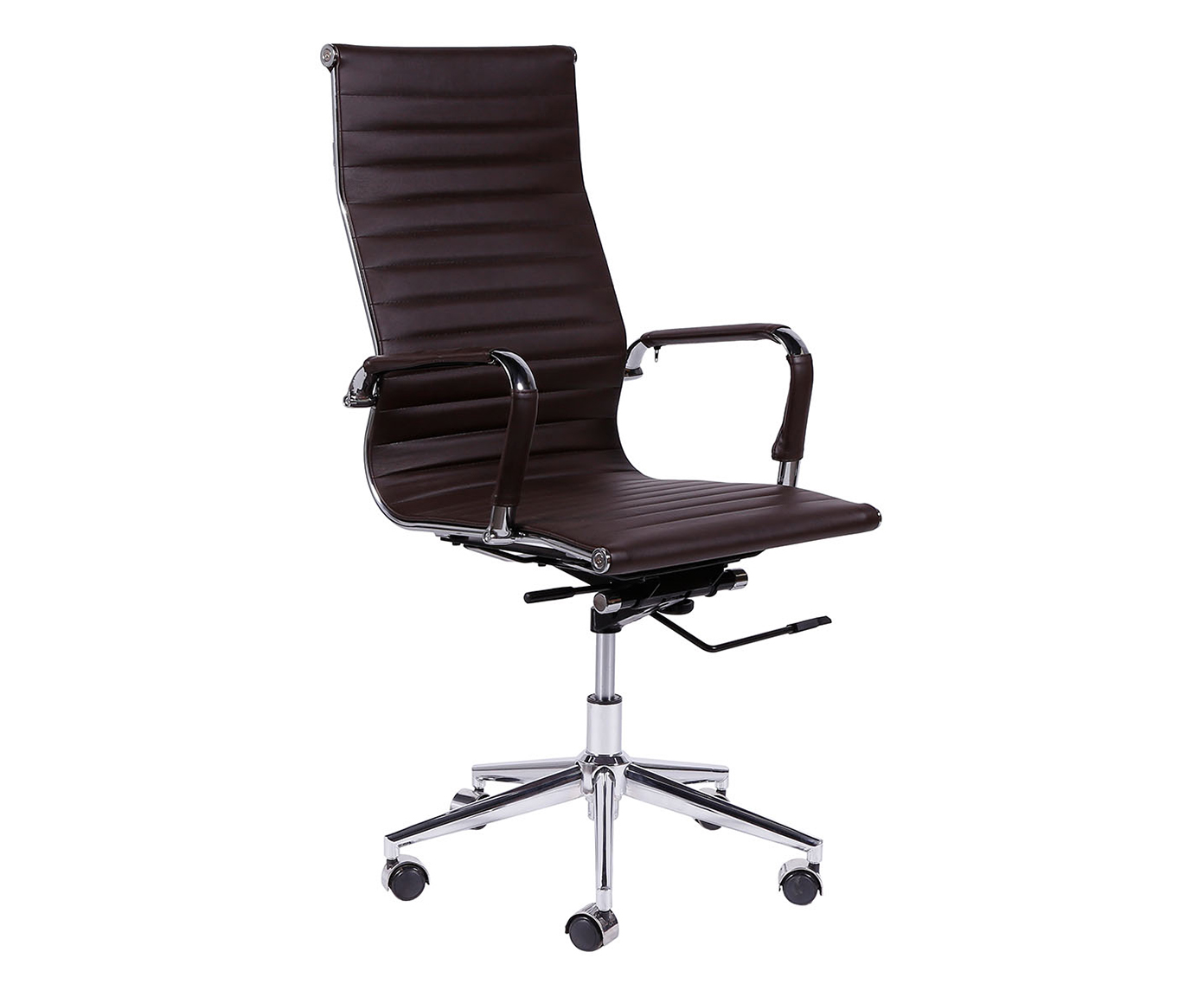 Cadeira Girat&oacute;ria com Rod&iacute;zios Alta Office Eames Esteirinha Marrom - image 0