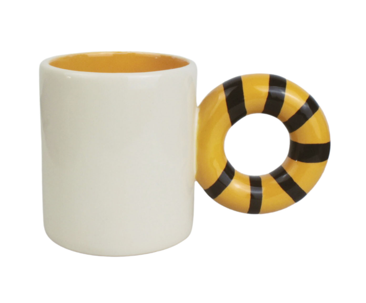 Caneca Ayla Stripe Branco e Amarelo image number 0