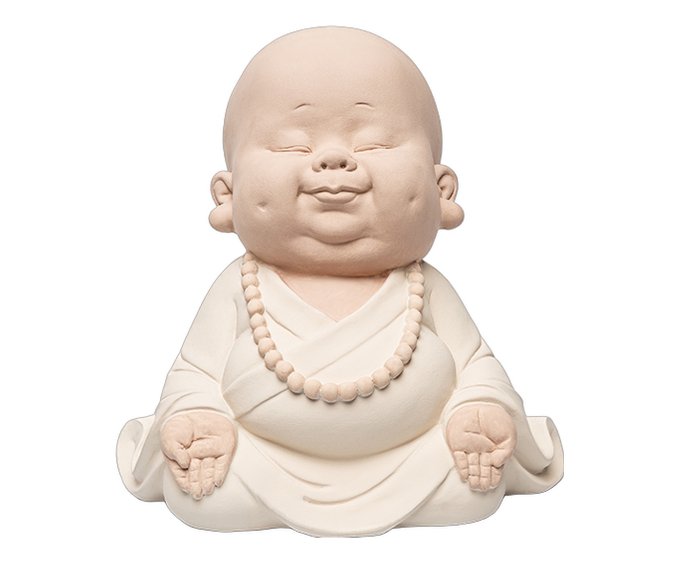Escultura Monge Meditando Bege image number 0