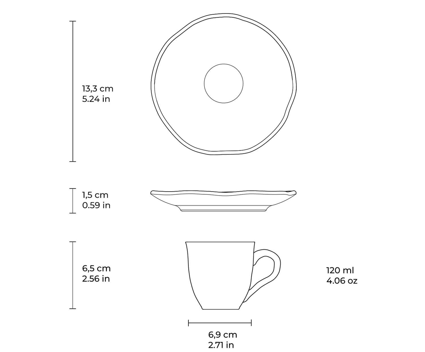 Jogo de X&iacute;caras para Caf&eacute; Org&acirc;nico Shimeji Gold Cinza image number 2