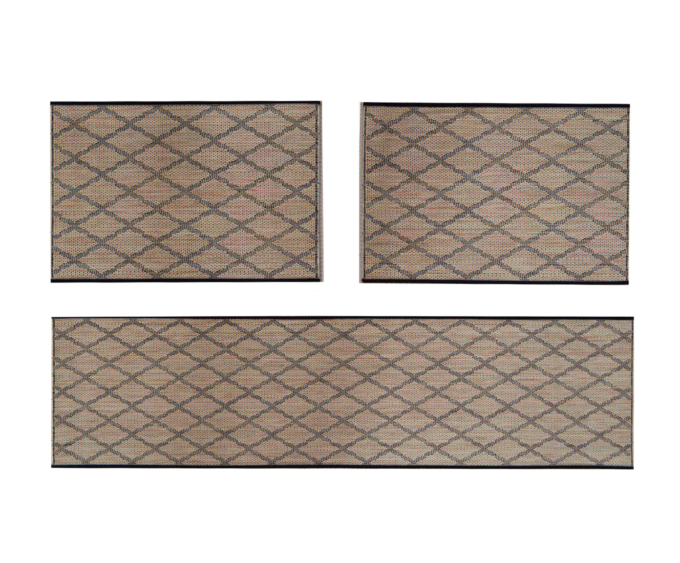 Jogo de Tapetes para Cozinha Look Jacquard Escoc&ecirc;s - Bege - image 0