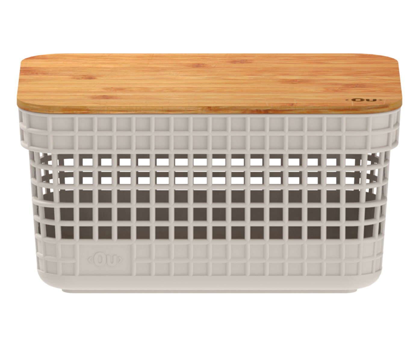 Cesto com Tampa em Bambu Grid Creme - image 0