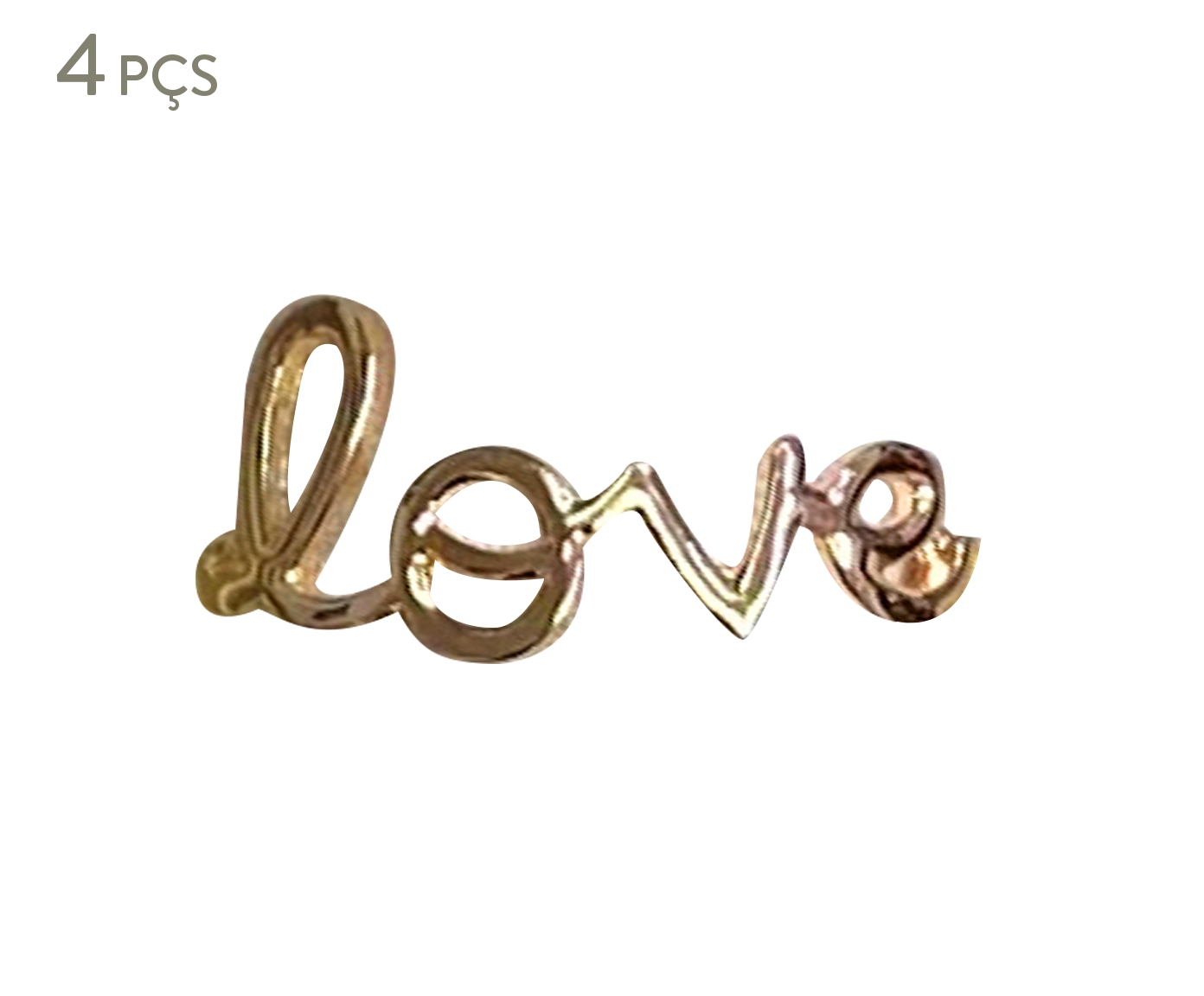 Jogo de An&eacute;is para Guardanapo Love - Dourado image number 0