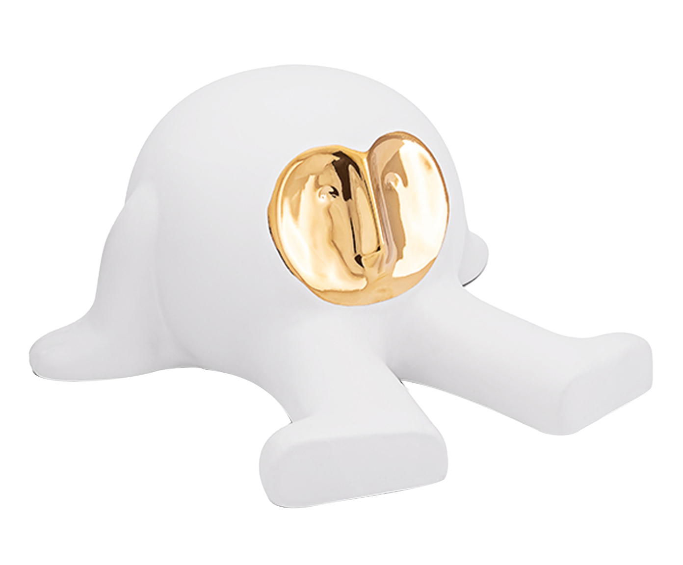 Escultura Max Relaxado Branco E Dourado I image number 0
