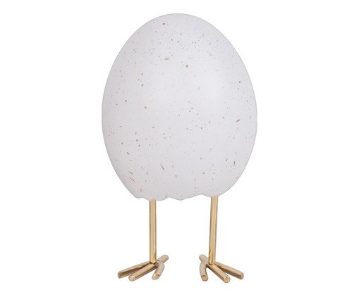 Escultura Egg Flocado Branco image number 0