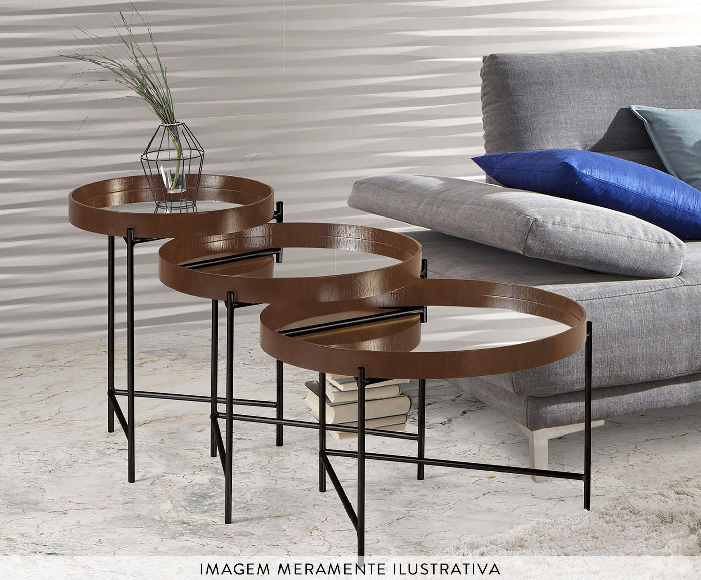 Mesa Lateral Debora Espelho Prata Liso com Base de Metal image number 4
