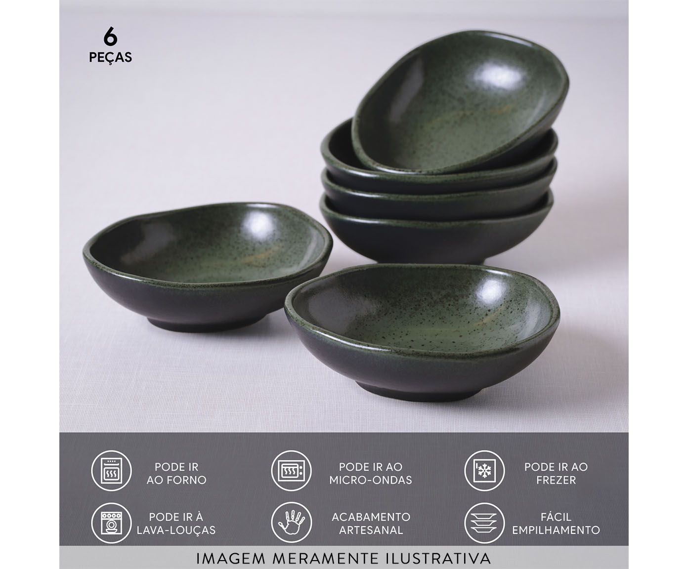Jogo de Cumbucas Oval Org&acirc;nico Greenery Verde image number 3
