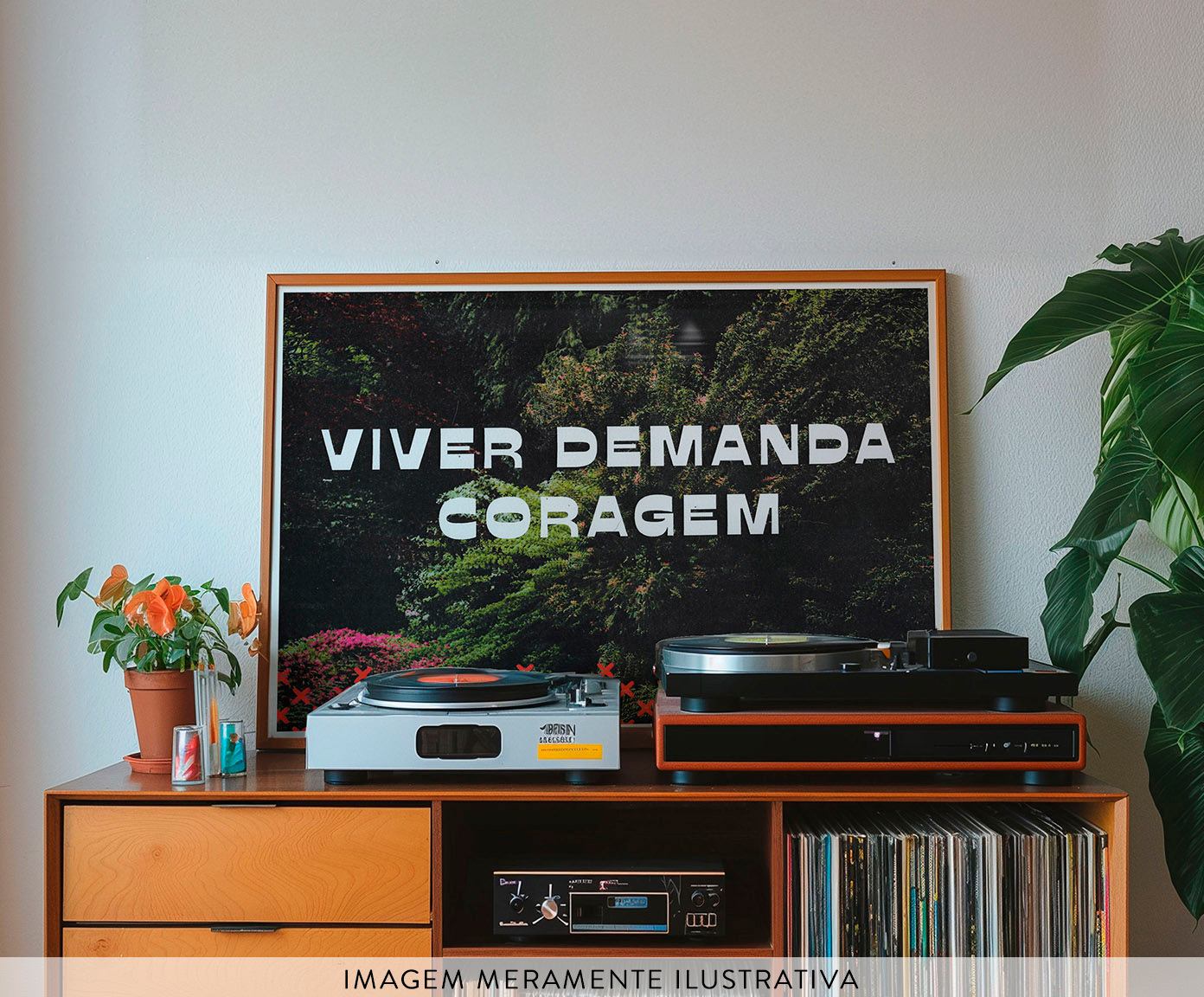 Cartaz Decorativo Viver Demanda Coragem Branco image number 2