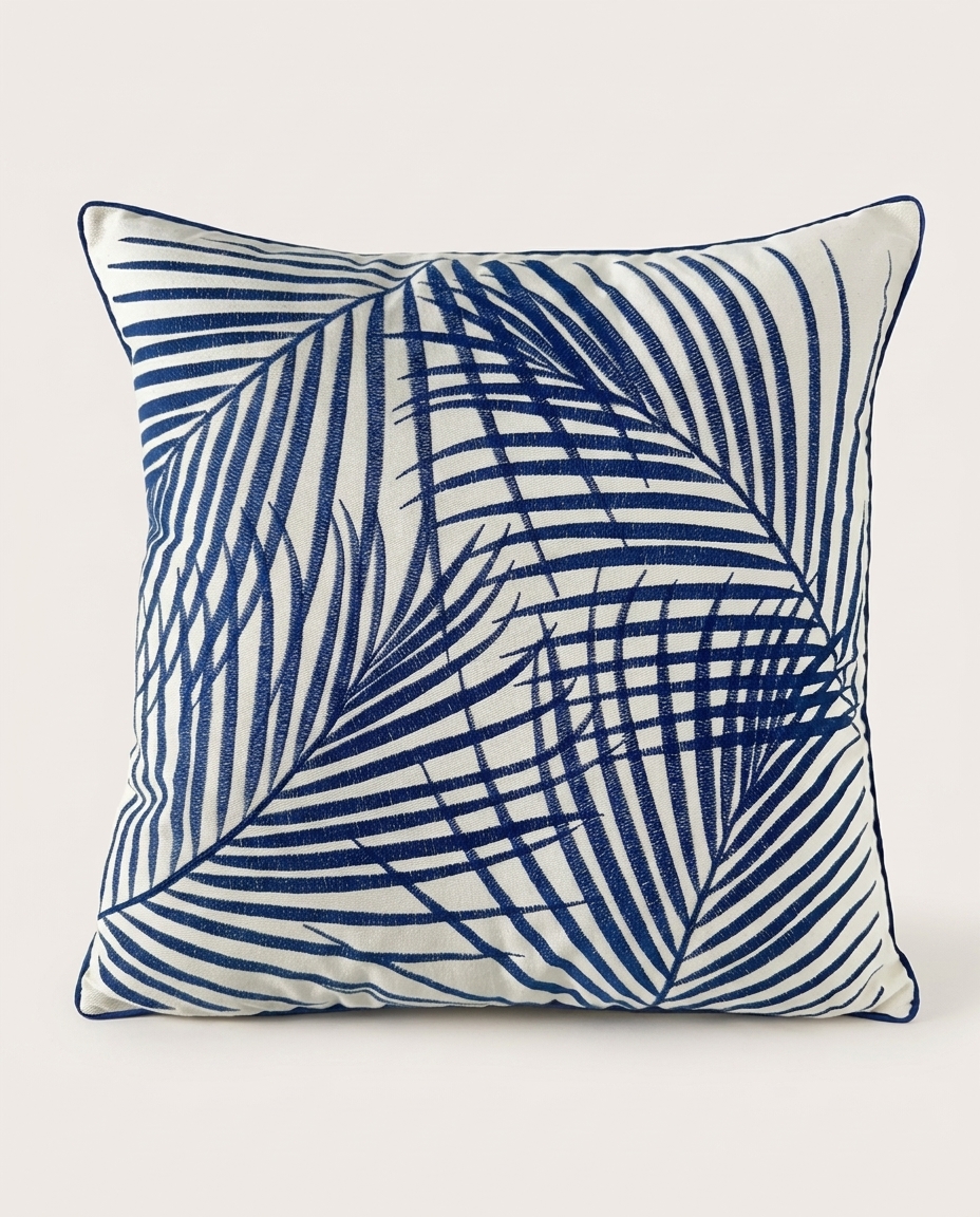 Almofada Sarja Folhagem Azul - image 0