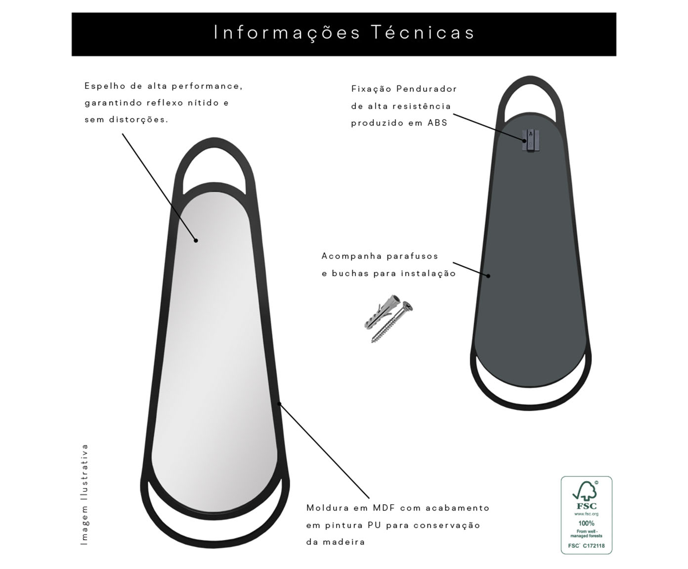 Espelho de Corpo Double Preto image number 6