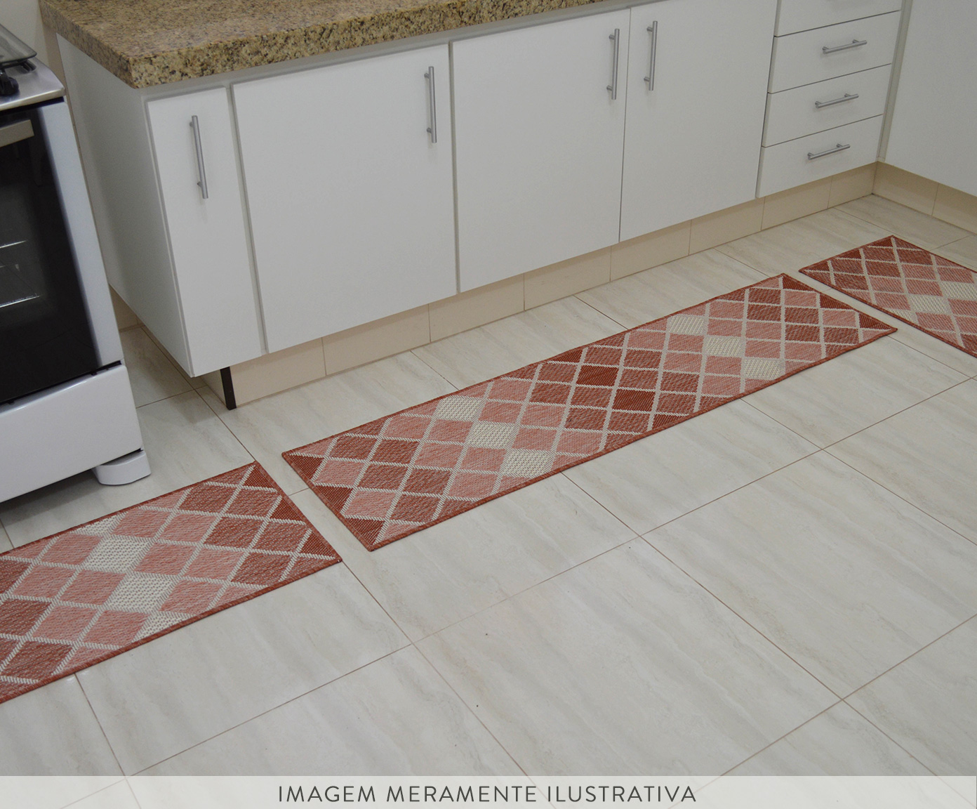 Jogo de Tapetes para Cozinha Look Jacquard Vesuvio Terracota - image 1