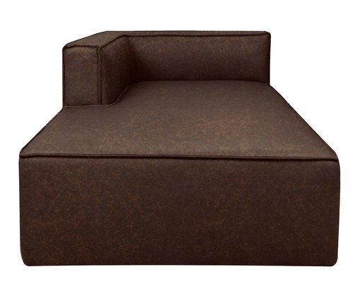 Sof&aacute; M&oacute;dulo Chaise Mensa em Couro Marrom - image 0
