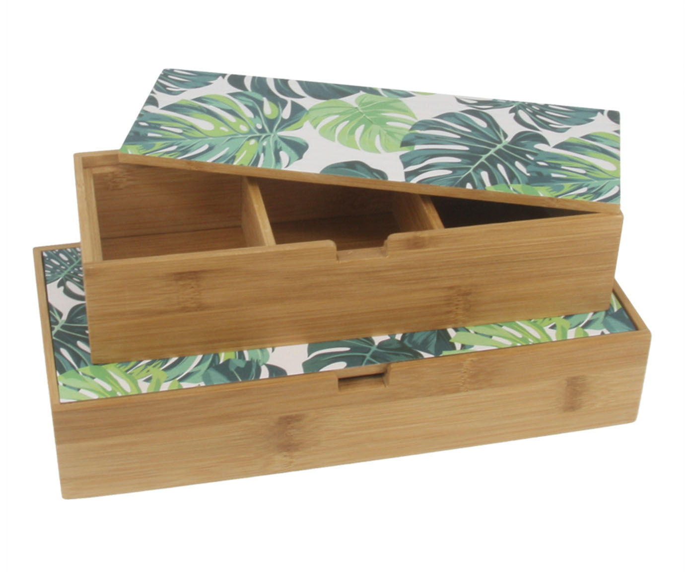 Jogo de Caixas Decorativas em Bambu Waranqa Marrom image number 0