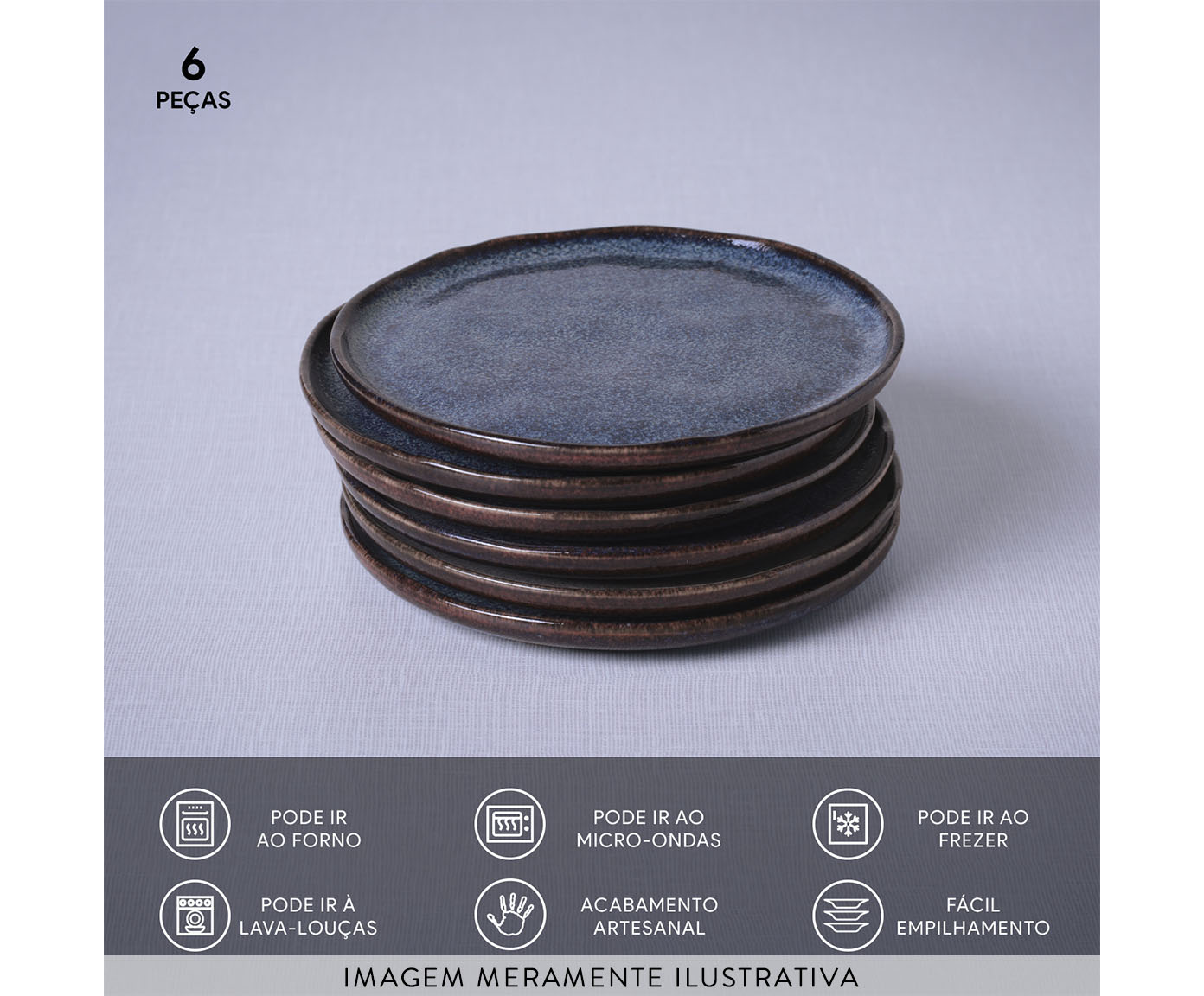 Jogo de Pratos para P&atilde;o Bio Titanium Azul Escuro image number 3
