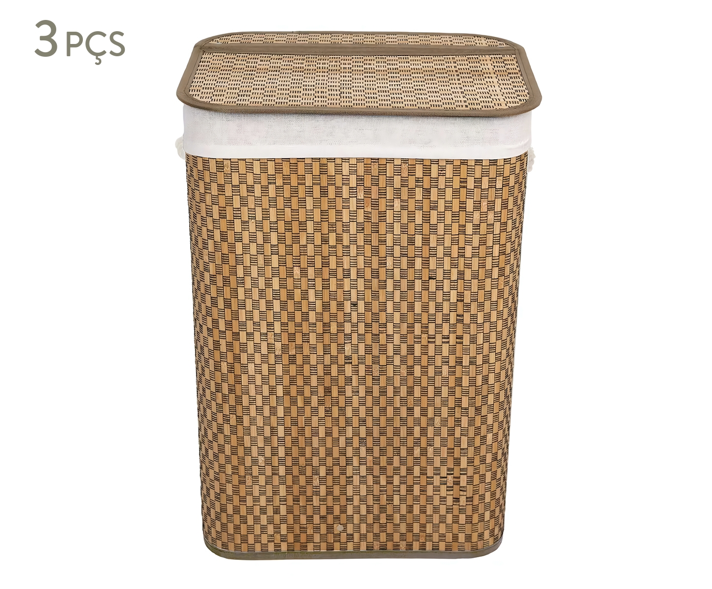 Jogo de Cestos de Bambu Retangular Listras - 30X60X40cm image number 0