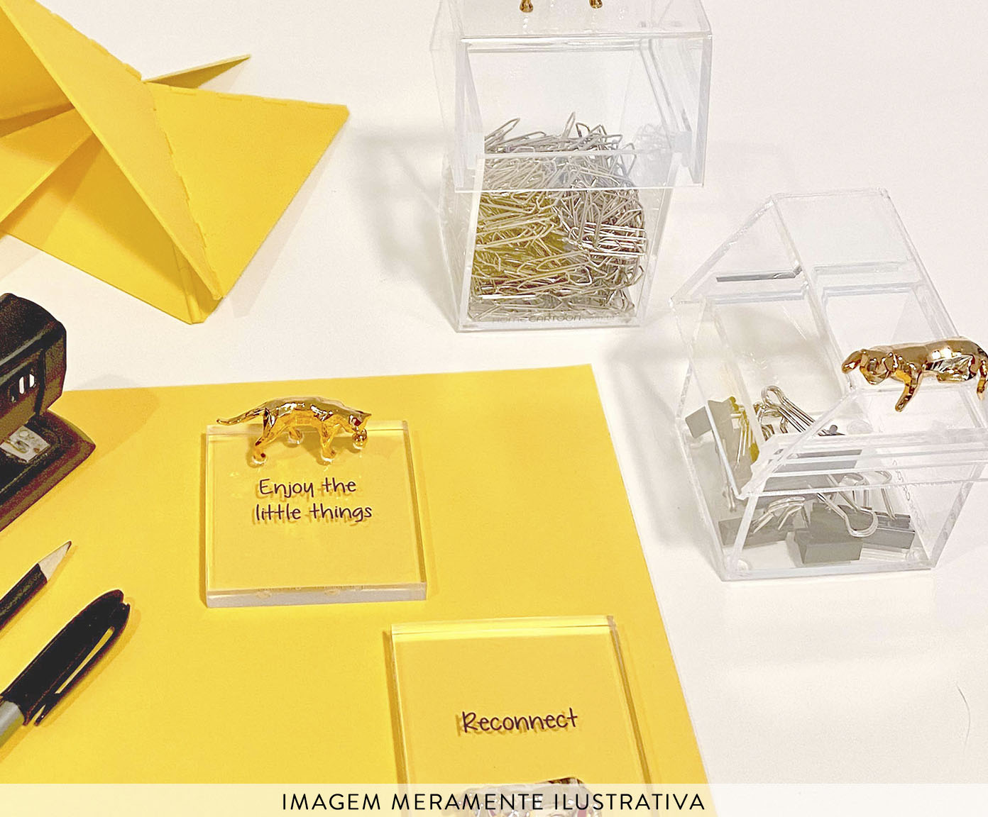 Peso de Papel Enjoy The Little Things Gato Gold image number 2